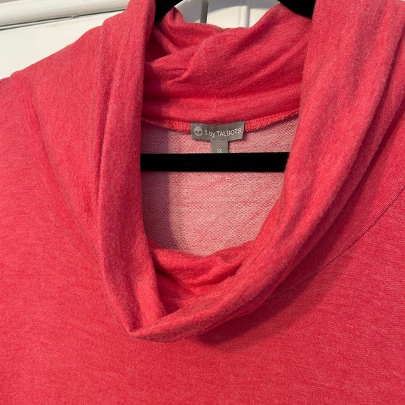 T by Talbots Cowl Neck Short Sleeve Coral Tunic 1X - Picture 3 of 10